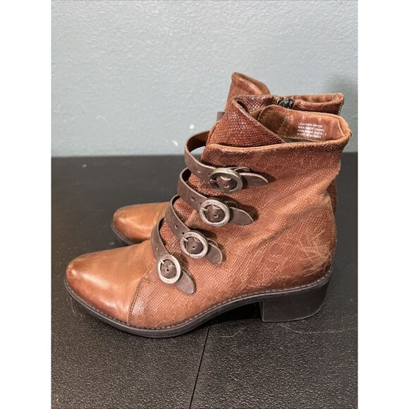 MIZ MOOZ Boots Womens 41 Brown Fawn Leather Buckle Steampunk Victorian Western - Picture 4 of 8